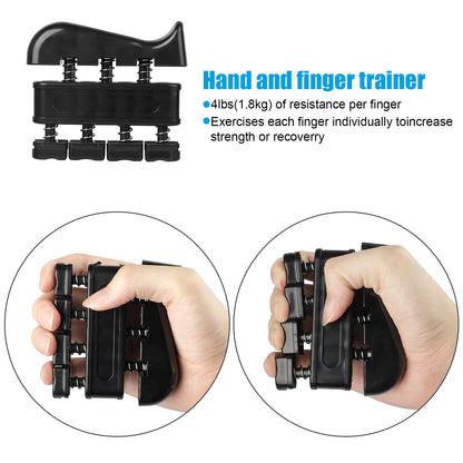 5Pcs Hand Grip Strengthener Set, Adjustable Resistance 22 to 132Lbs Hand Gripper Strength Trainer, Finger Exerciser, Finger Stretcher, Grip Loop, Stress Relief Ball