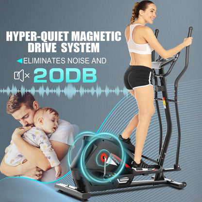 Elliptical Machine, Cross Trainer with Smart APP Connection, 10-Level Resistance, , Heart Rate Sensor, Exercise Elliptical for Home Office, 390Lbs Weight Capacity