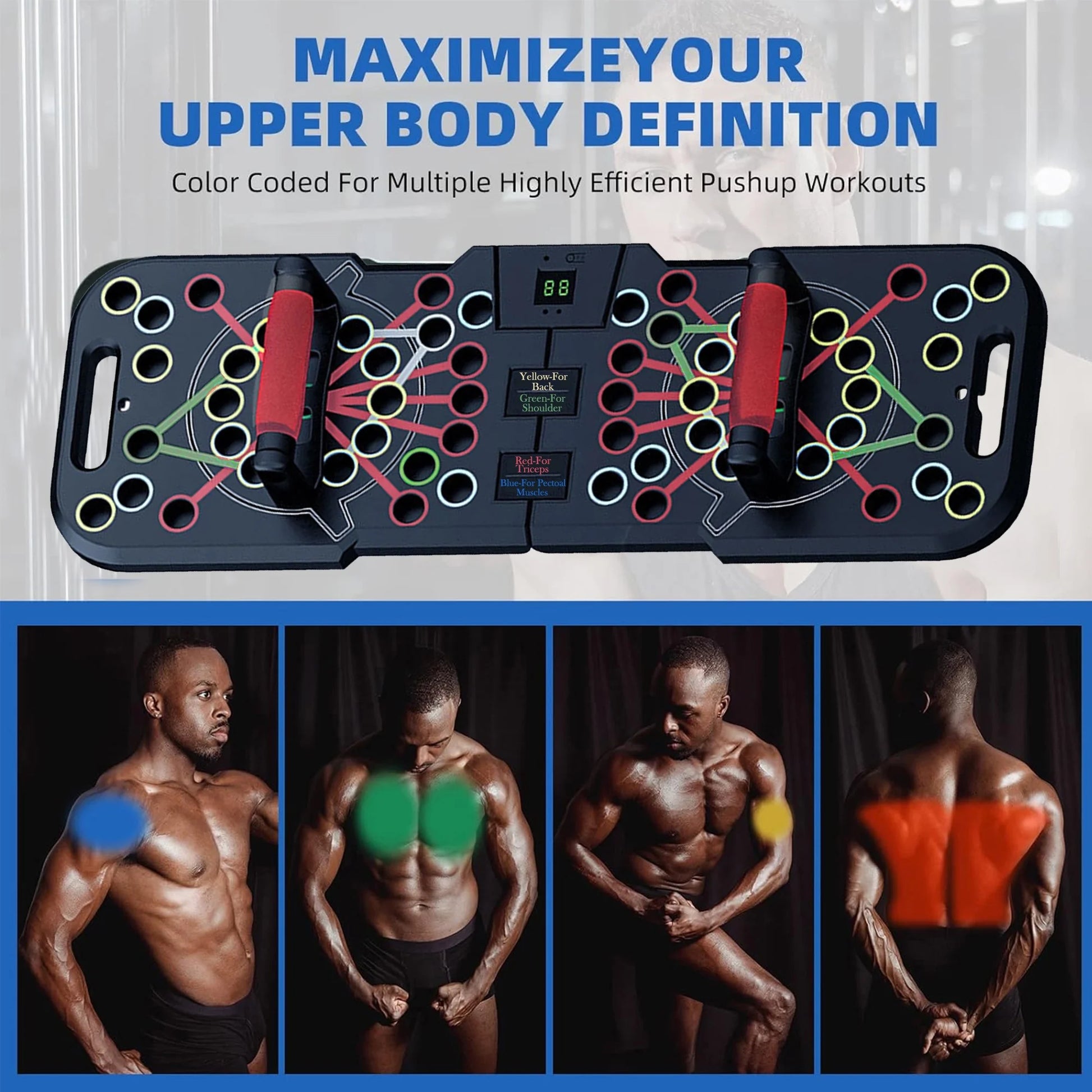 Push up Board with Smart Count, Multi-Function 60 in 1 Push up Bar (Foldable & Portable),Push up Handles for Floor,Professional Home Workout Equipment,Gym Equipment Strength Training Equipment for Men